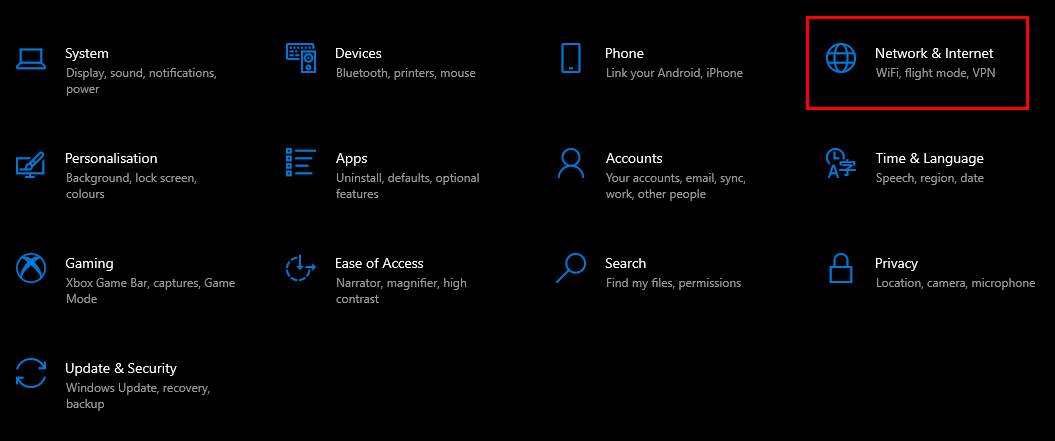 vpn w10 settings