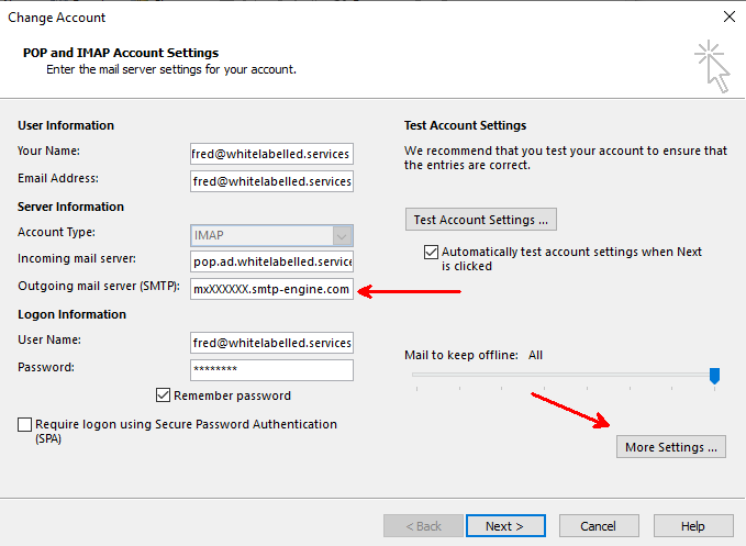 mweb outgoing mail server settings for outlook